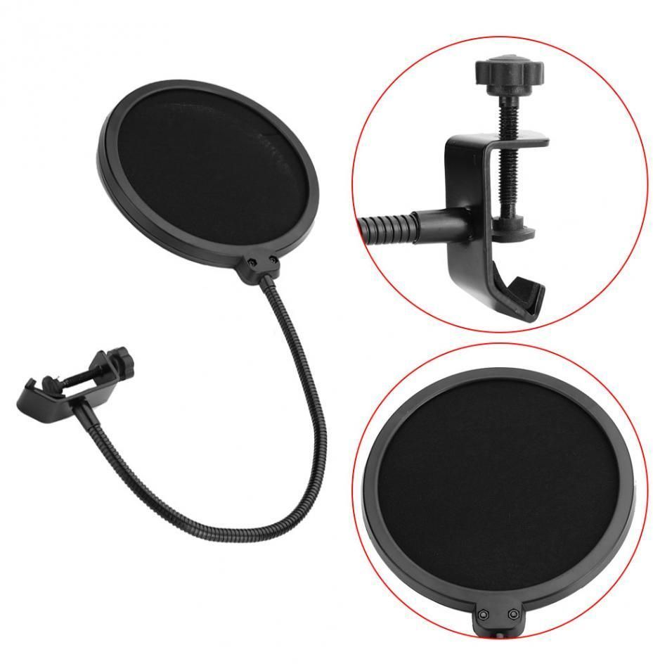 Wind Pop Filter for Microphone with Adjustable Arm